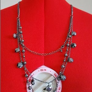 Black Dangly Drop Earrings and Necklace Set NWOT